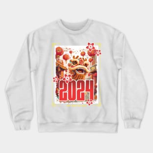 Lucky Dragon: The Year of Luck - Celebrate Chinese New Year 2024 with this Majestic Illustration Crewneck Sweatshirt